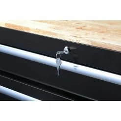 Husky 46 in. W x 24.5 in. D Standard Duty 9-Drawer Mobile Workbench Tool Chest with Solid Wood Top in Gloss Black -Tools Sales gloss black with silver trim husky mobile workbenches h46mwc9v2 4f 1000