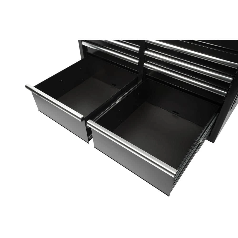 Husky 46 in.W x 51 in. D Standard Duty 9-Drawer Mobile Workbench with Solid Top Full Length Extension Table in Black 5 Husky 46 in.W x 51 in. D Standard Duty 9-Drawer Mobile Workbench with Solid Top Full Length Extension Table in Black - Image 3
