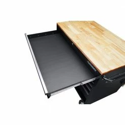 Husky 46 in.W x 51 in. D Standard Duty 9-Drawer Mobile Workbench with Solid Top Full Length Extension Table in Black 29 Husky 46 in.W x 51 in. D Standard Duty 9-Drawer Mobile Workbench with Solid Top Full Length Extension Table in Black -Tools Sales gloss black with silver trim husky mobile workbenches hotc4609b15m 76 1000