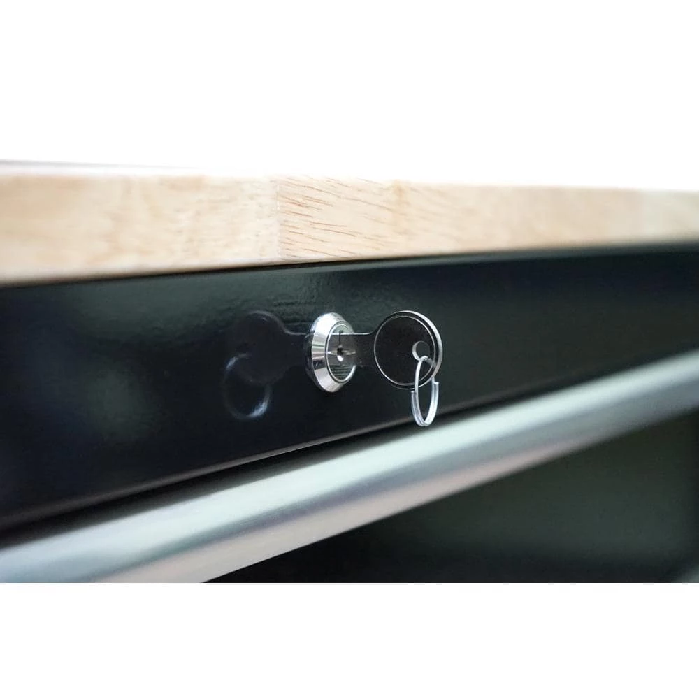 Husky 46 in.W x 51 in. D Standard Duty 9-Drawer Mobile Workbench with Solid Top Full Length Extension Table in Black 14 Husky 46 in.W x 51 in. D Standard Duty 9-Drawer Mobile Workbench with Solid Top Full Length Extension Table in Black - Image 12