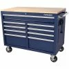 Husky 46 in. W x 24.5 in. D Standard Duty 9-Drawer Mobile Workbench Tool Chest with Solid Wood Top in Gloss Blue -Tools Sales gloss blue with silver trim husky mobile workbenches h46mwc9gbv2 64 1000