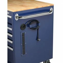 Husky 46 in. W x 24.5 in. D Standard Duty 9-Drawer Mobile Workbench Tool Chest with Solid Wood Top in Gloss Blue -Tools Sales gloss blue with silver trim husky mobile workbenches h46mwc9gbv2 76 1000
