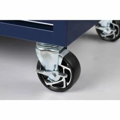 Husky 46 in. W x 24.5 in. D Standard Duty 9-Drawer Mobile Workbench Tool Chest with Solid Wood Top in Gloss Blue -Tools Sales gloss blue with silver trim husky mobile workbenches h46mwc9gbv2 fa 1000