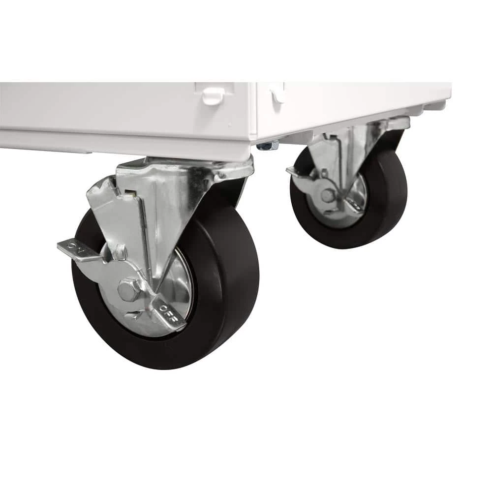 Husky 36 in. 3-Drawer with Solid Wood Top in Gloss White Utility Cart 5 Husky 36 in. 3-Drawer with Solid Wood Top in Gloss White Utility Cart - Image 3