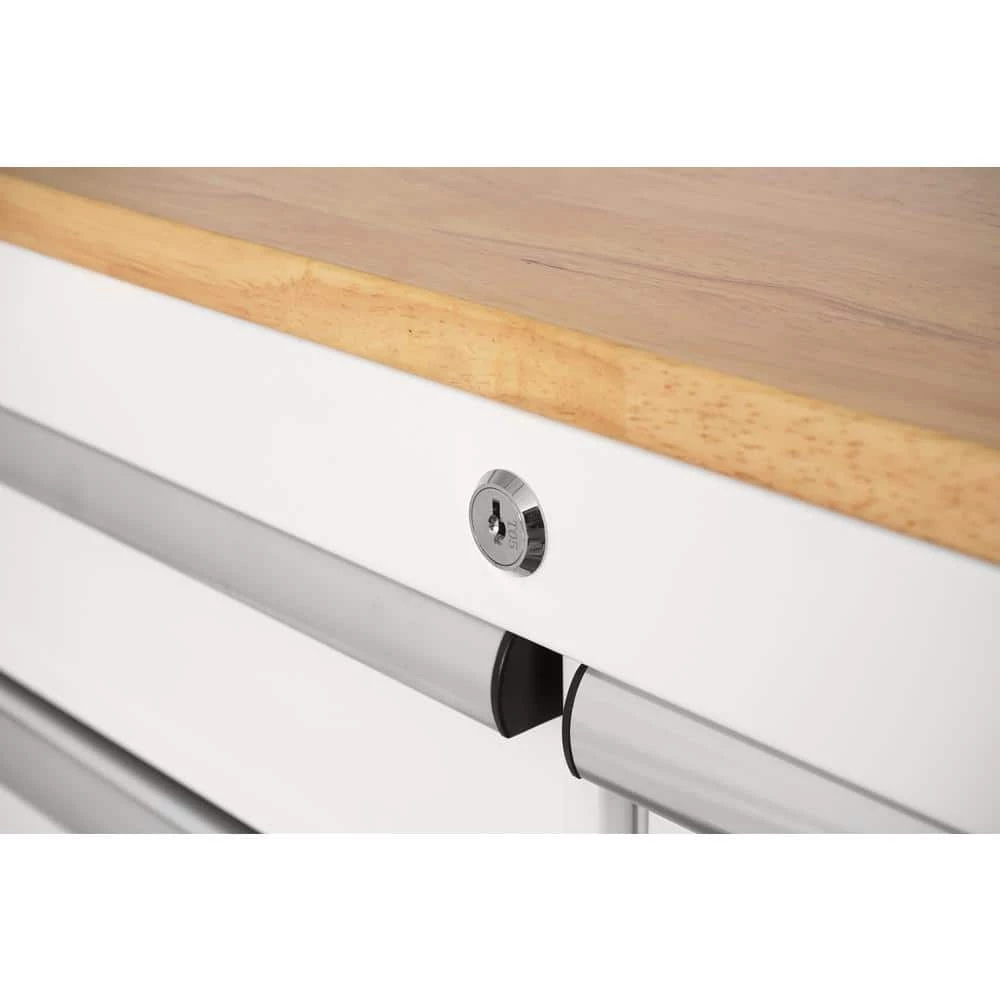 Husky 36 in. 3-Drawer with Solid Wood Top in Gloss White Utility Cart 6 Husky 36 in. 3-Drawer with Solid Wood Top in Gloss White Utility Cart - Image 4