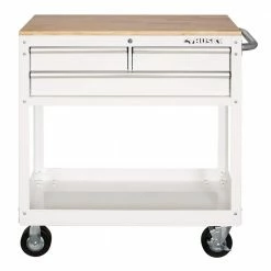 Husky 36 in. 3-Drawer with Solid Wood Top in Gloss White Utility Cart 17 Husky 36 in. 3-Drawer with Solid Wood Top in Gloss White Utility Cart -Tools Sales gloss white husky tool carts houc3603bj1 c3 1000