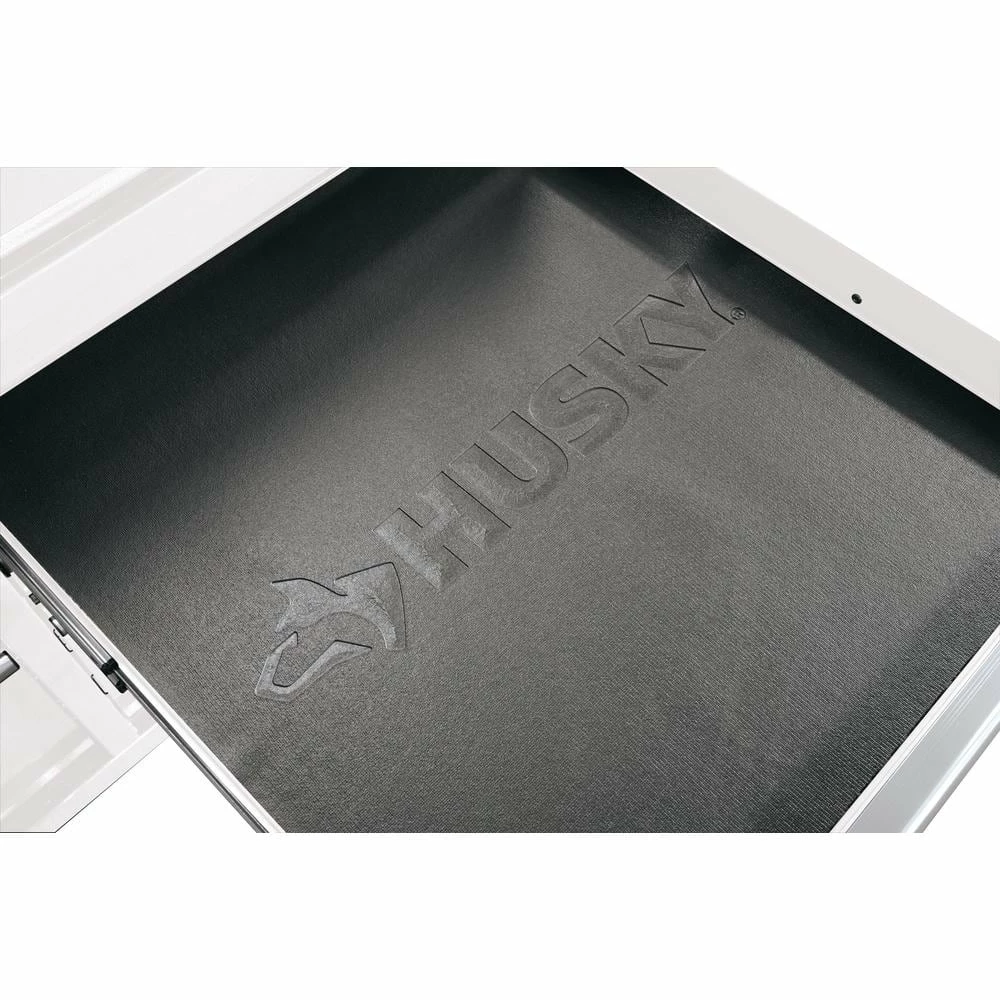 Husky 46 in. W x 24.5 in D Standard Duty 9-Drawer Mobile Workbench Tool Chest with Solid Wood Top in Gloss White 11 Husky 46 in. W x 24.5 in D Standard Duty 9-Drawer Mobile Workbench Tool Chest with Solid Wood Top in Gloss White - Image 9