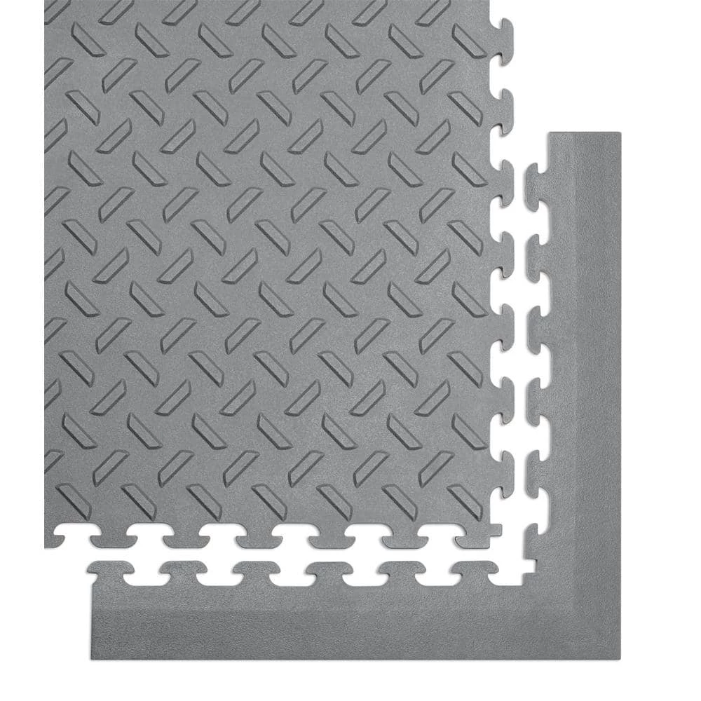 Husky 18.4 in. x 18.4 in. Gray Commercial PVC Garage Flooring Trim Kit 7 Husky 18.4 in. x 18.4 in. Gray Commercial PVC Garage Flooring Trim Kit - Image 5