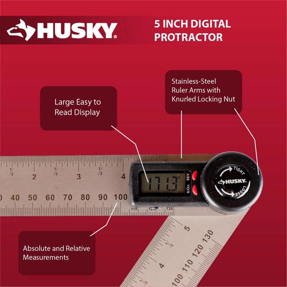 Husky 5 in. Digital Protractor 4 Husky 5 in. Digital Protractor - Image 2