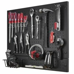 Husky Steel Pegboard Set in Black (28 in. W x 23.5 in H) for Heavy Duty Welded Steel Garage Storage System -Tools Sales husky black husky pegboards hsl0222 1f 1000