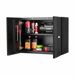 Husky Pro Duty Welded 20-Gauge Steel Wall Mounted Garage Cabinet in Black LINE-X (28 in. W x 22 in. H x 14 in. D) 12 Husky Pro Duty Welded 20-Gauge Steel Wall Mounted Garage Cabinet in Black LINE-X (28 in. W x 22 in. H x 14 in. D) -Tools Sales husky black linex husky wall mounted cabinets htc1000010 lx a0 1000