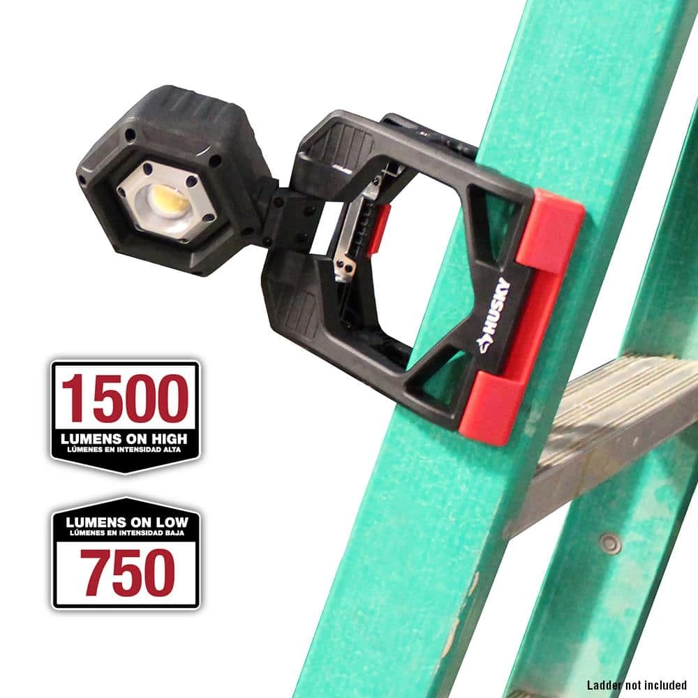 Husky 1500-Lumens Rechargeable Clamp LED Work Light 8 Husky 1500-Lumens Rechargeable Clamp LED Work Light - Image 6