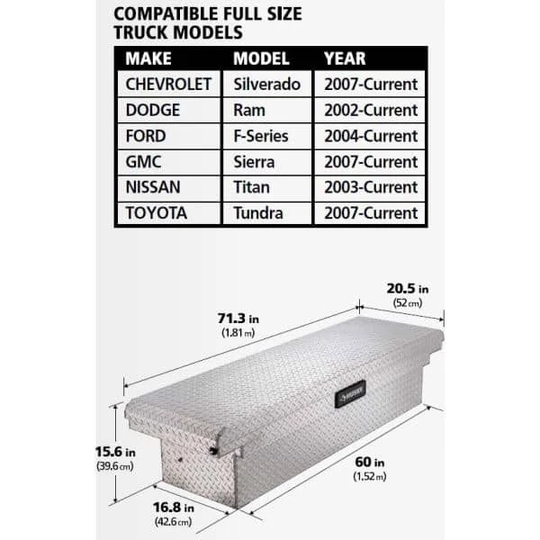 Husky 71.36 in. Diamond Plate Aluminum Full Size Crossbed Truck Tool Box 4 Husky 71.36 in. Diamond Plate Aluminum Full Size Crossbed Truck Tool Box - Image 2