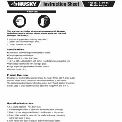 Husky 1/2 in. x 50 ft. Drain Auger -Tools Sales husky drain snakes 82 971 111 40 1000