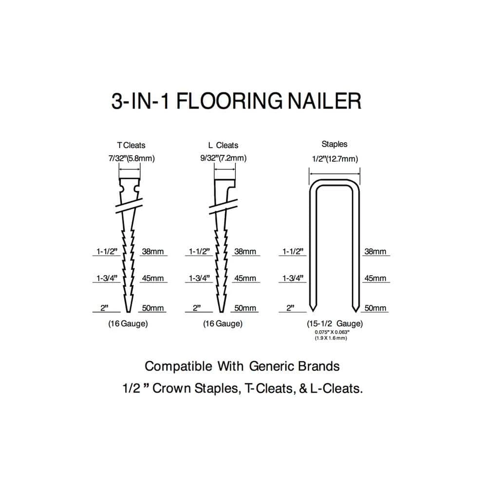 Husky Pneumatic 3-in-1 15.5-Gauge and 16-Gauge 2 in. Flooring Nailer and Stapler with Quick Jam Release 9 Husky Pneumatic 3-in-1 15.5-Gauge and 16-Gauge 2 in. Flooring Nailer and Stapler with Quick Jam Release - Image 7