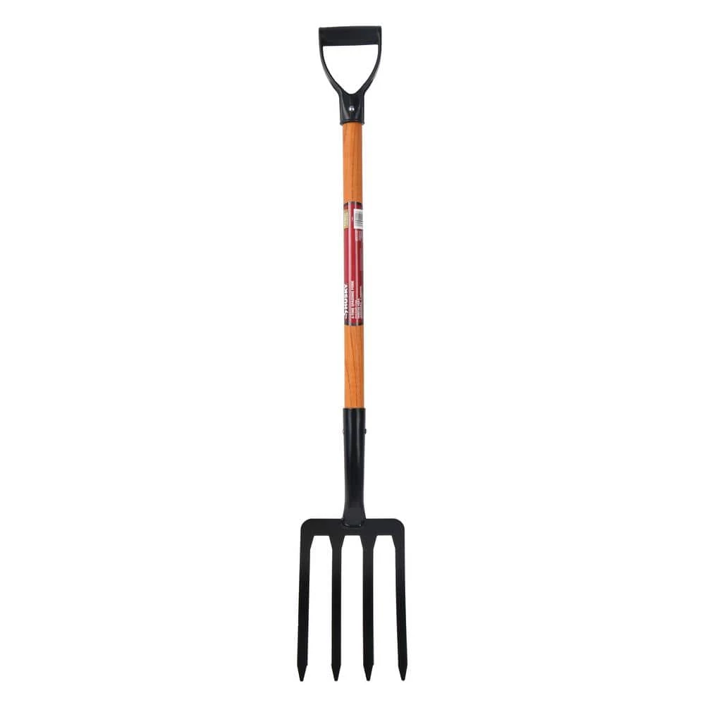 Husky 28 in. Short Wood Handle 4-Tine Spading Fork with D -Grip 3 Husky 28 in. Short Wood Handle 4-Tine Spading Fork with D -Grip