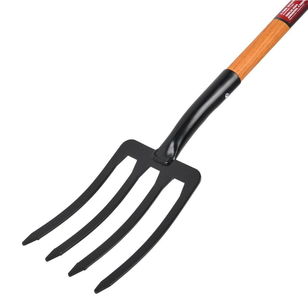 Husky 28 in. Short Wood Handle 4-Tine Spading Fork with D -Grip 5 Husky 28 in. Short Wood Handle 4-Tine Spading Fork with D -Grip - Image 3