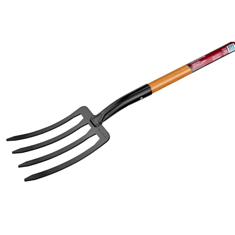 Husky 28 in. D-Grip Short Wood Handle 4-Tine Spading Garden Fork 4 Husky 28 in. D-Grip Short Wood Handle 4-Tine Spading Garden Fork - Image 2