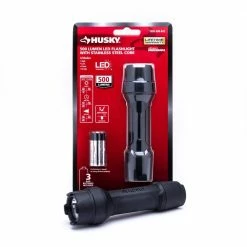 Husky 500 Lumens Tough Stainless Steel Core Multi-Setting LED Flashlight, Impact and Water Resistant with Batteries 26 Husky 500 Lumens Tough Stainless Steel Core Multi-Setting LED Flashlight, Impact and Water Resistant with Batteries -Tools Sales husky handheld flashlights hsk1pak500psf1 fa 1000