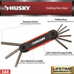 Husky Mini Folding Hex Key Set (9-Piece SAE, 8-Piece MM) 11 Husky Mini Folding Hex Key Set (9-Piece SAE, 8-Piece MM) -Tools Sales husky hex key sets hmfhksm17pcn 06 40 1000