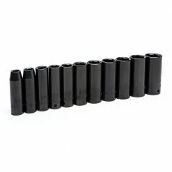 Husky 1/2 in. Drive Impact Socket Set, SAE in Blow Molded Case (11-Piece)