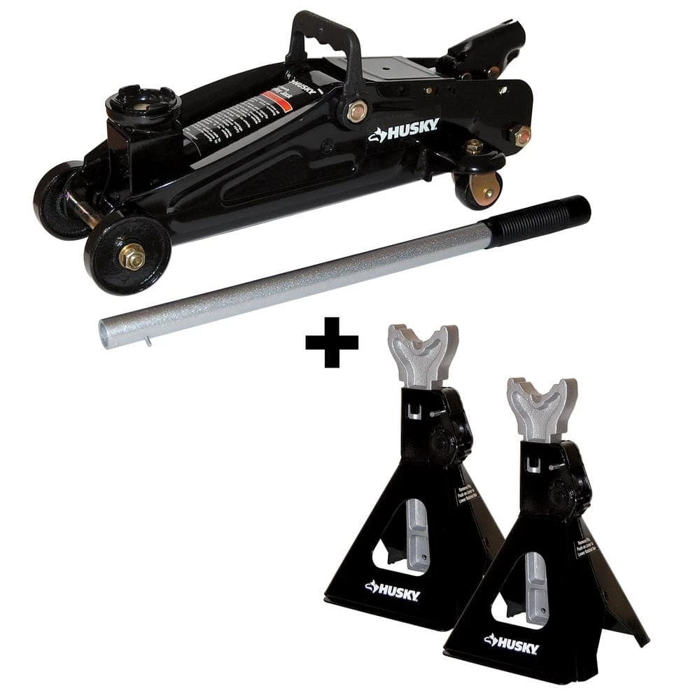 Husky 2 -Ton Hydraulic Trolley Jack and Jack Stand Pair 3 Husky 2 -Ton Hydraulic Trolley Jack and Jack Stand Pair
