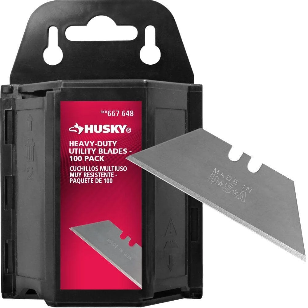 Husky Heavy-Duty Utility Blades (100-Pack Dispenser) 3 Husky Heavy-Duty Utility Blades (100-Pack Dispenser)
