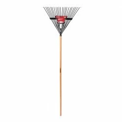 Husky 54 in. L Wood Handle 22 Tines Steel Leaf Rake with Grip