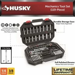 Husky Mechanics Tool Set (119-Piece) -Tools Sales husky mechanics tool sets h119mts 40 1000