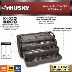 Husky Mechanics Tool Set (235-Piece) 19 Husky Mechanics Tool Set (235-Piece) -Tools Sales husky mechanics tool sets h235mtschest 40 1000
