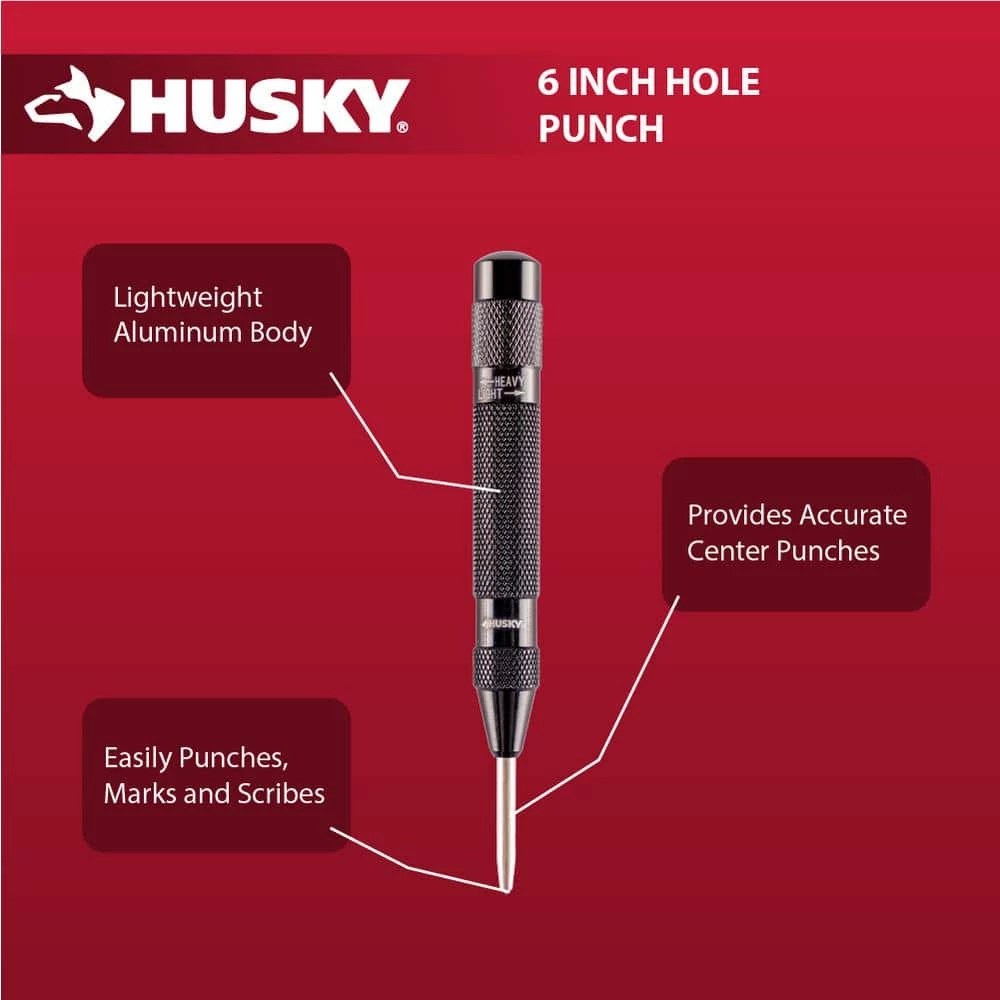 Husky 6 in. Automatic Spring Loaded Center Hole Punch 4 Husky 6 in. Automatic Spring Loaded Center Hole Punch - Image 2