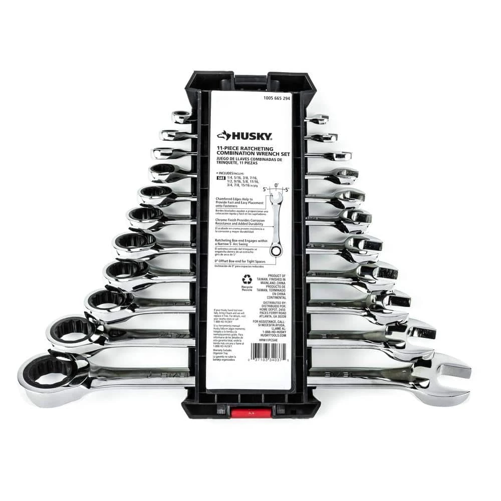 Husky Ratcheting SAE Combination Wrench Set (11-Piece) 8 Husky Ratcheting SAE Combination Wrench Set (11-Piece) - Image 6