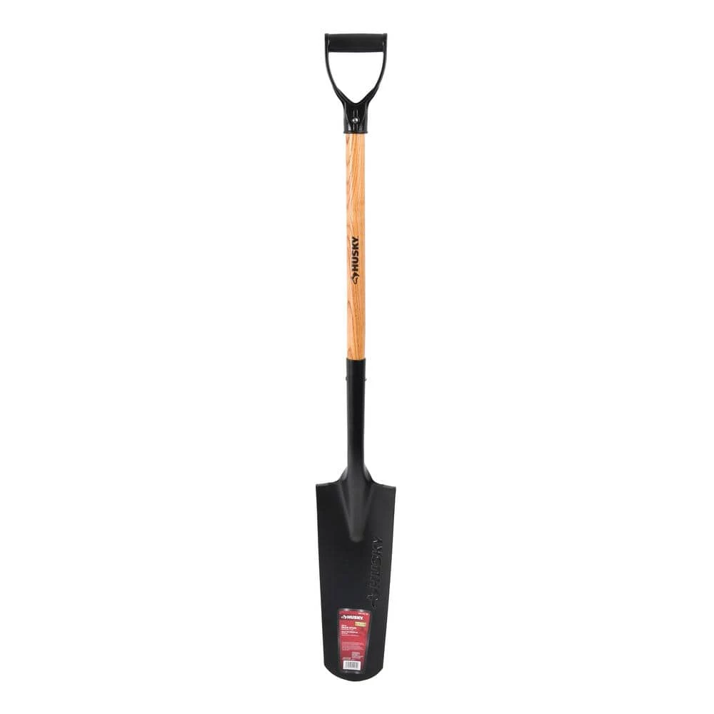 Husky 28 in. D-Grip short Wood Handle Steel Drain Spade 3 Husky 28 in. D-Grip short Wood Handle Steel Drain Spade