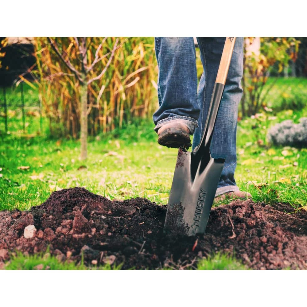 Husky 28 in. Wood Handle D-Grip Carbon Steel Drain Spade 7 Husky 28 in. Wood Handle D-Grip Carbon Steel Drain Spade - Image 5