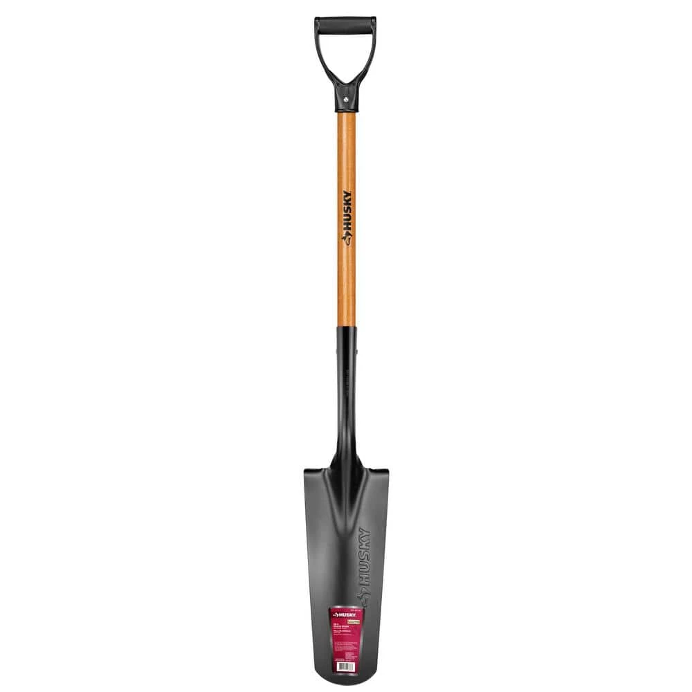 Husky 28 in. Wood Handle D-Grip Carbon Steel Drain Spade 3 Husky 28 in. Wood Handle D-Grip Carbon Steel Drain Spade