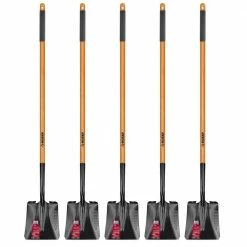 Husky 5-Piece 47 in. L Wood Handle Carbon Steel Transfer Shovel with Grip Garden Tool Set