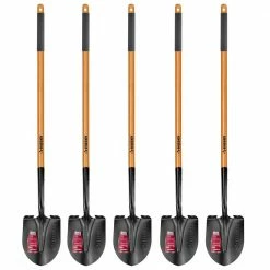 Husky 5-Piece 47 in. L Wood Handle Carbon Steel Digging Shovel with Grip Garden Tool Set