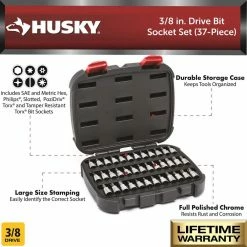 Husky 3/8 in. Drive Master Bit Socket Set (37-Piece) 19 Husky 3/8 in. Drive Master Bit Socket Set (37-Piece) -Tools Sales husky socket sets h3dbs37pc 40 1000