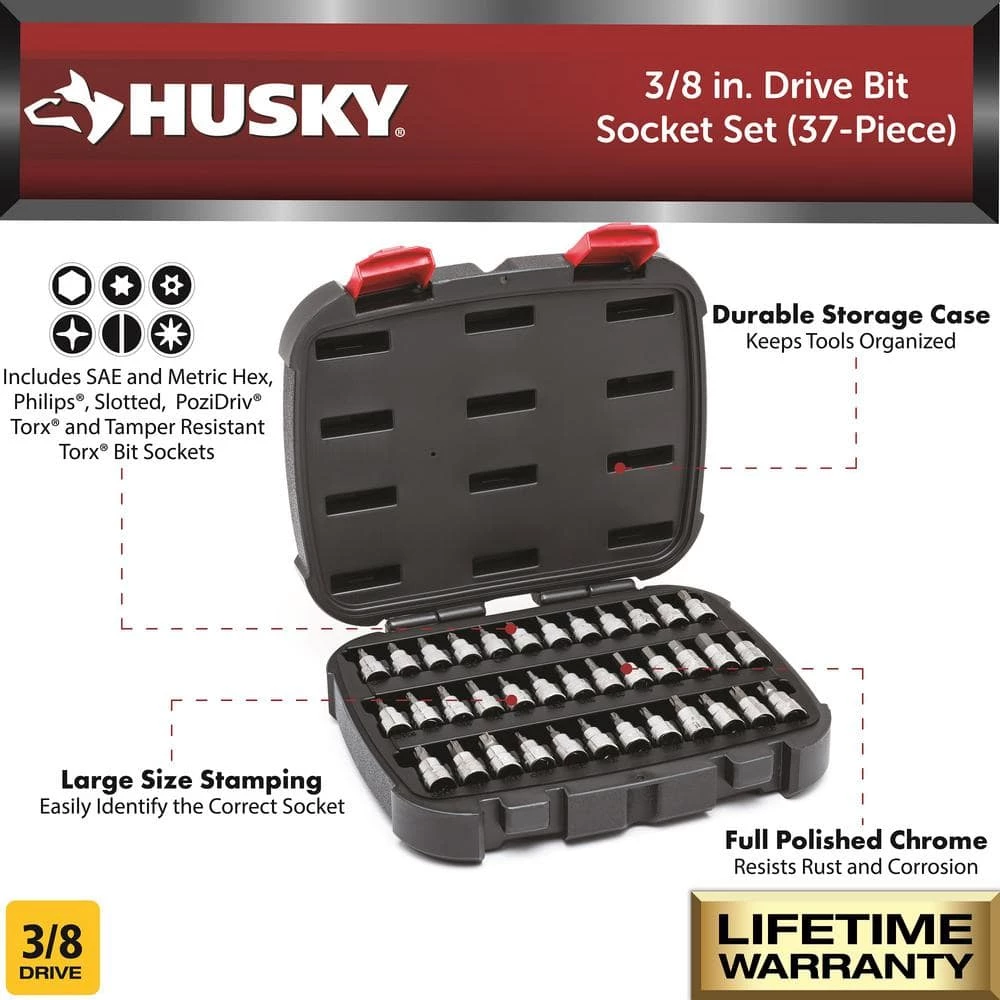 Husky 3/8 in. Drive Master Bit Socket Set (37-Piece) 5 Husky 3/8 in. Drive Master Bit Socket Set (37-Piece) - Image 3