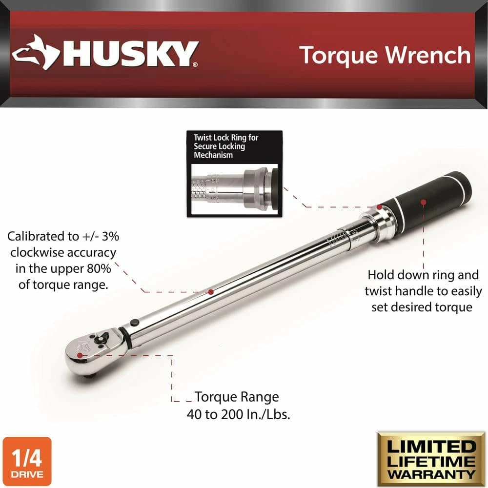 Husky 1/4 in. Drive Torque Wrench 4 Husky 1/4 in. Drive Torque Wrench - Image 2
