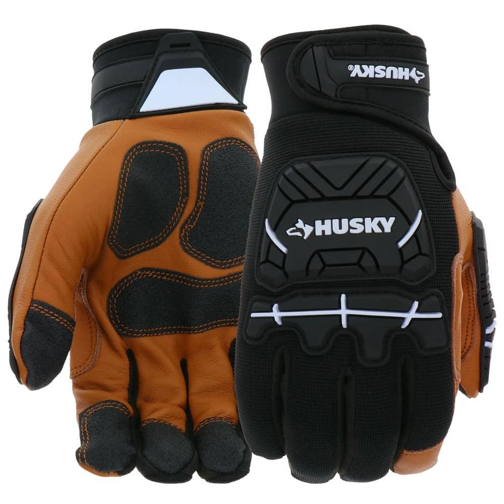 Husky Large Grain Goatskin Leather Performance Impact Work Glove with Spandex Back 3 Husky Large Grain Goatskin Leather Performance Impact Work Glove with Spandex Back