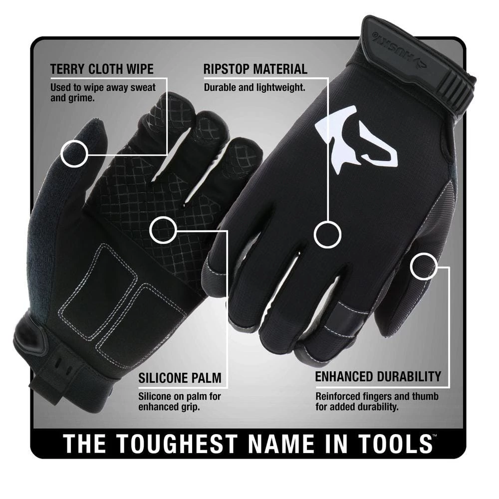 Husky Large Ripstop Hi-Dexterity Performance Work Glove with Touchscreen Capability 6 Husky Large Ripstop Hi-Dexterity Performance Work Glove with Touchscreen Capability - Image 4