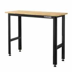 Husky 4 ft. Solid Wood Top Workbench in Black