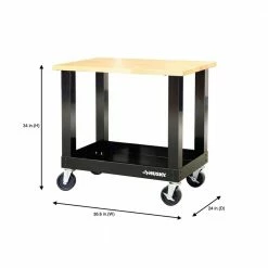 Husky 3 ft. Portable Solid Wood Top Workbench with Casters in Black 14 Husky 3 ft. Portable Solid Wood Top Workbench with Casters in Black -Tools Sales husky workbenches g3600s us 76 1000