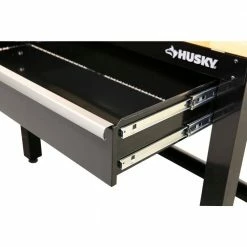Husky 4 ft. Solid Wood Top Workbench in Black with Pegboard and 1 Drawer -Tools Sales husky workbenches g4801s us 1d 1000