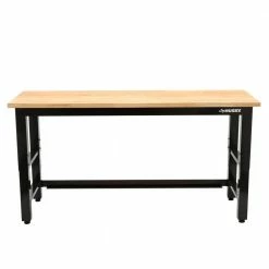 Husky 6 ft. Adjustable Height Solid Wood Top Workbench in Black for Ready to Assemble Steel Garage Storage System -Tools Sales husky workbenches g7200s us 1d 1000