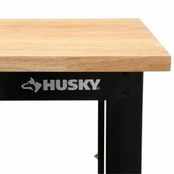 Husky 6 ft. Adjustable Height Solid Wood Top Workbench in Black for Ready to Assemble Steel Garage Storage System -Tools Sales husky workbenches g7200s us 76 1000
