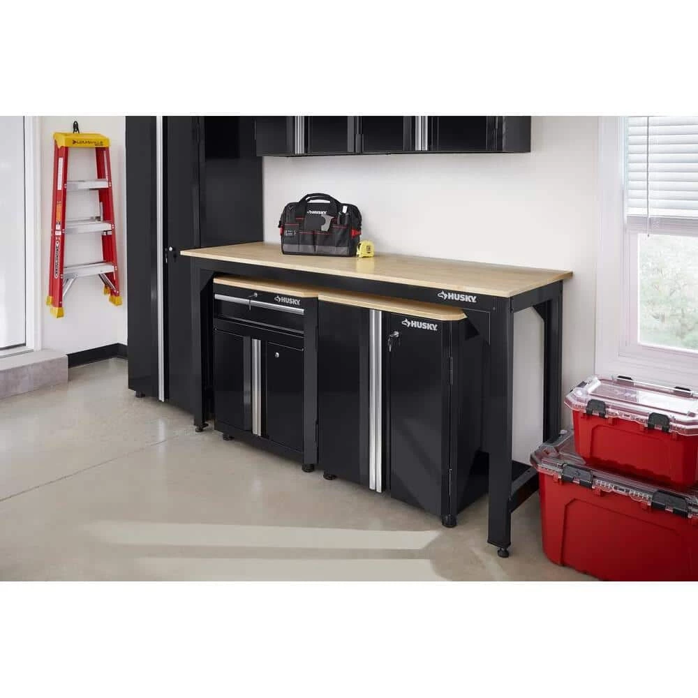 Husky 6 ft. Solid Wood Top Workbench in Black 4 Husky 6 ft. Solid Wood Top Workbench in Black - Image 2