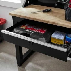 Husky 6 ft. Solid Wood Top Workbench in Black with Pegboard and 2 Drawers 9 Husky 6 ft. Solid Wood Top Workbench in Black with Pegboard and 2 Drawers -Tools Sales husky workbenches g7202s us 40 1000