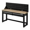 Husky 6 ft. Solid Wood Top Workbench in Black with Pegboard and 2 Drawers 1 Husky 6 ft. Solid Wood Top Workbench in Black with Pegboard and 2 Drawers -Tools Sales husky workbenches g7202s us 64 1000